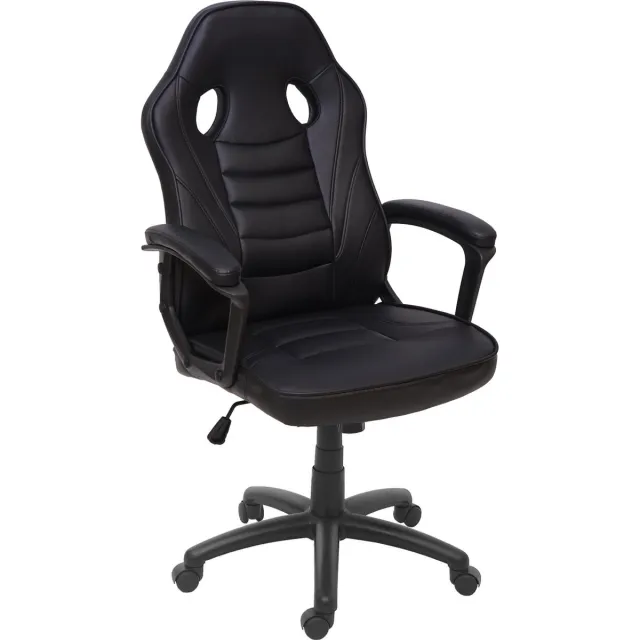 Bureaustoel MCW-F59, bureaustoel bureaustoel racestoel gamestoel, kunstleer ~ zwart