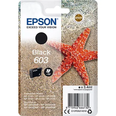 Epson inktcartridge 603, 150 pagina's, OEM C13T03U14020, zwart