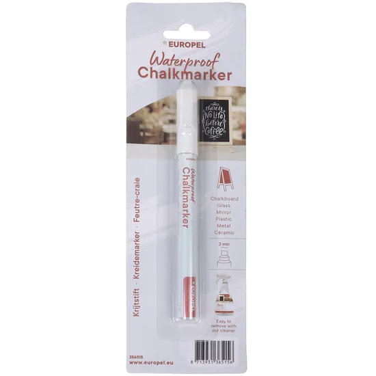 Europel Krijtstift Europel watervast 1-3mm wit blister 1 stuk