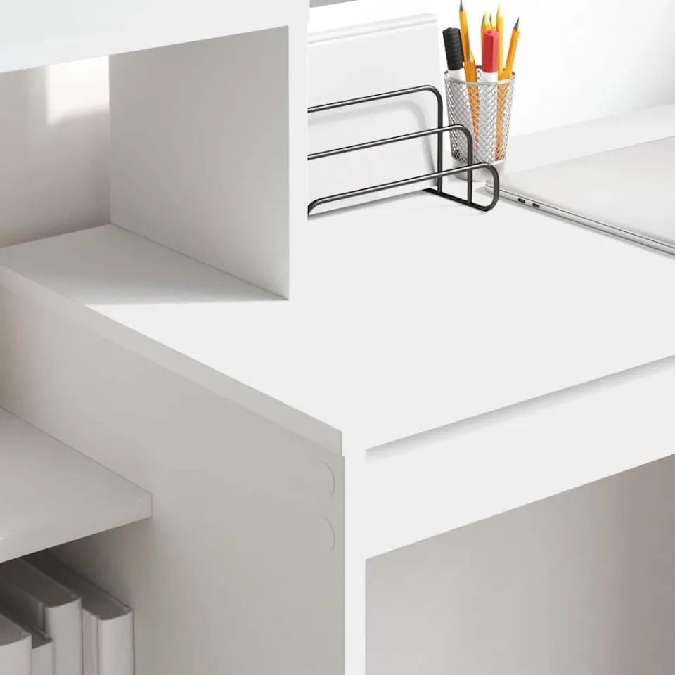 vidaXL Bureau Wit 100 x 40 x 90 cm Bewerkt hout, foto 4