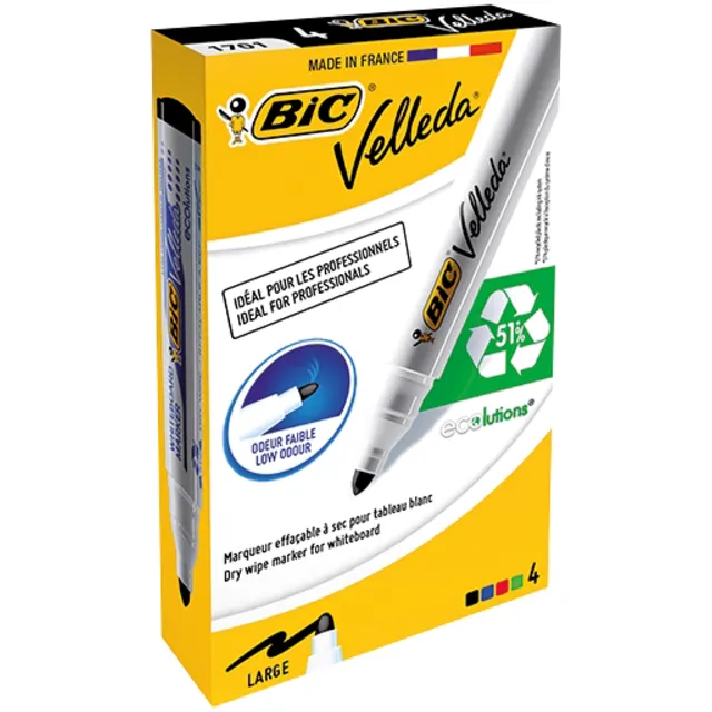 Bic Viltstift Bic Velleda 1701 whiteboard rond large assorti doos à 4 stuks