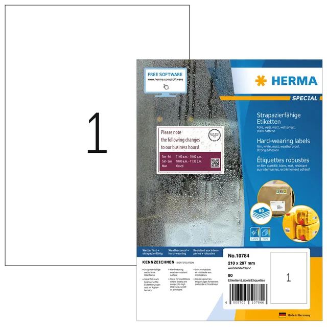 Herma Etiket HERMA 10784 210x297mm weerbestendig wit 80 stuks