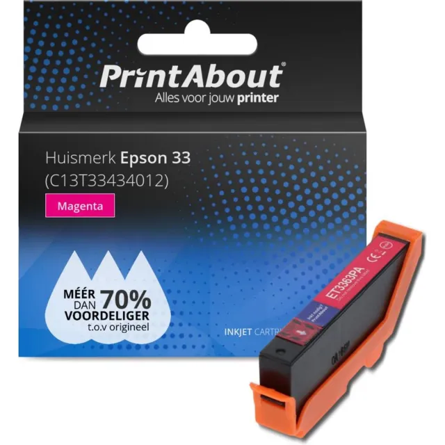 PrintAbout huismerk Inktcartridge 33 (C13T33434012) Magenta geschikt voor Epson