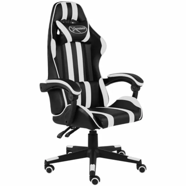 vidaXL Racestoel - kunstleer - zwart - en - wit zwart en wit
