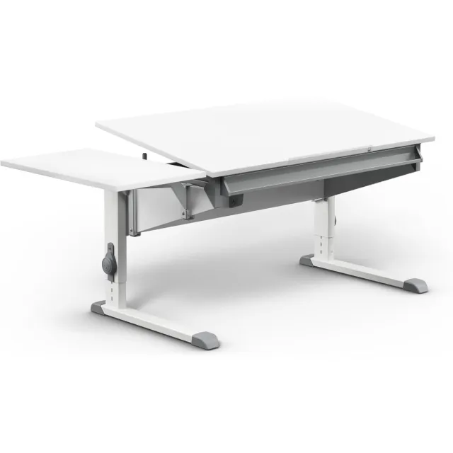 Moll World Moll Sprinter Kinderbureau - In hoogte verstelbaar - Kantelbaar blad - Ergonomisch en meegroeiend bureau - Voor schoolkinderen - Wit/Grijs