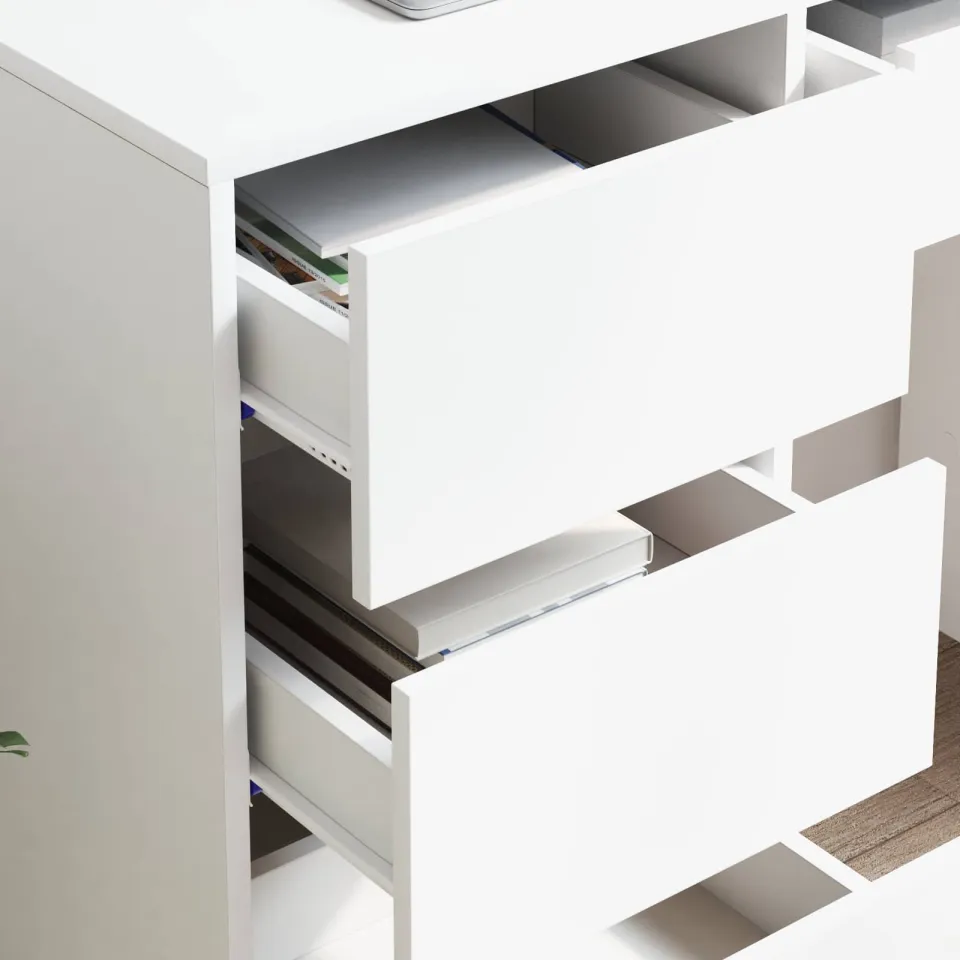 vidaXL Bureau Wit 90 x 37,5 x 75 cm Bewerkt hout, foto 4