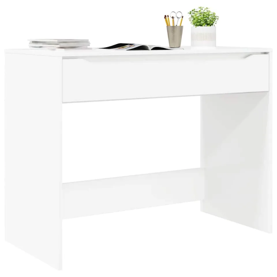 vidaXL Bureau Hoogglans Wit 100 x 50 x 78 cm Geconstrueerd hout, foto 3