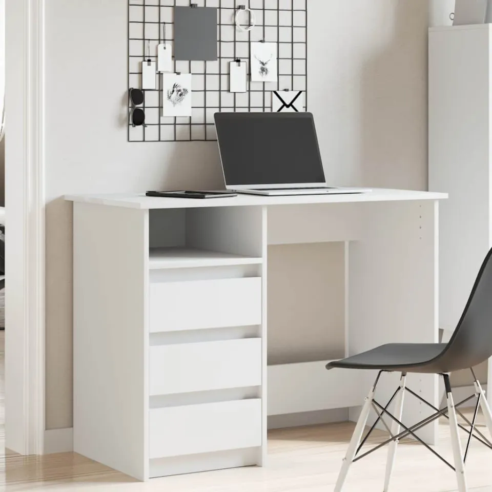 vidaXL Bureau 102x50x75 cm bewerkt hout wit, foto 2