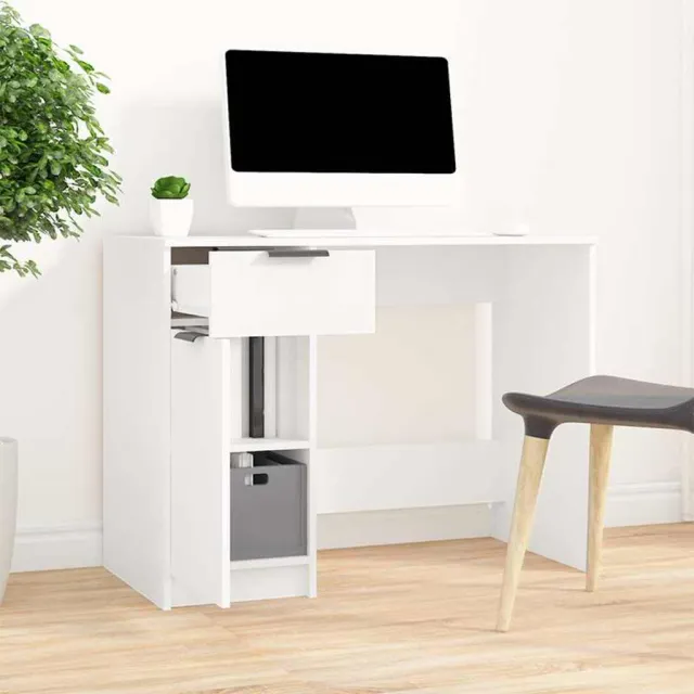 vidaXL Bureau 100x50x75 cm bewerkt hout wit, foto 2