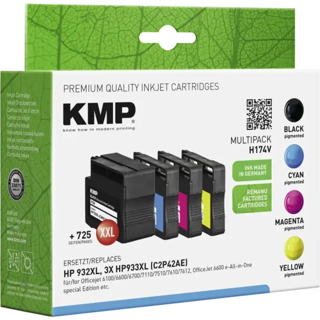 KMP Inkt vervangt HP 932XL, 933XL Compatibel Combipack Zwart, Cyaan, Magenta, Geel H174V 1725,4005