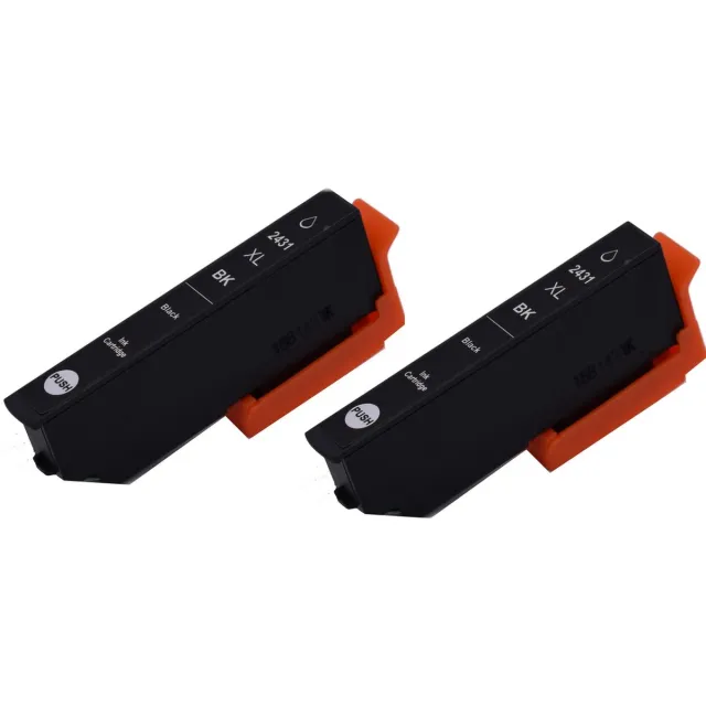 KATRIZ huismerk inkt voor Epson T24XL;24XL,2431XL Zwart (C13T24314010) Geschikt voor Epson Expression Photo XP-55 / XP-65 / XP-750 / XP-760 / XP-850 / XP-860 / XP-950 / XP-960 / XP-970|13ml | ( 2stuks) - Met chip