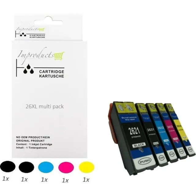Improducts Huismerk Inktcartridge Alternatief Epson 26XL 26 XL multi pack Versie V5