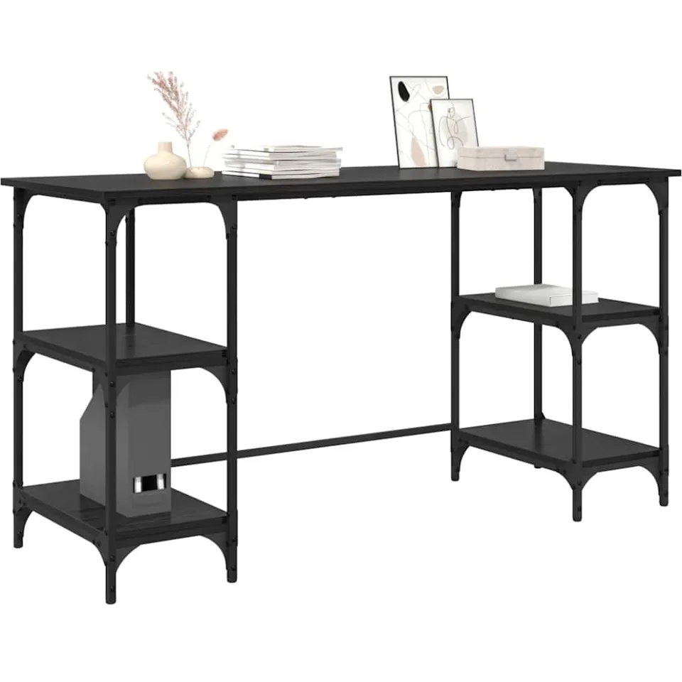 vidaXL Bureau Zwart Eiken Bewerkt hout 140 x 50 x 75 cm