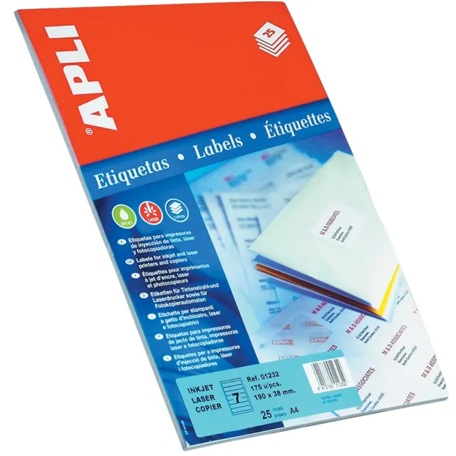 Apli etiketten ft 105 x 37 mm (b x h), rechte hoeken, 400 stuks, 16 per blad (1214)