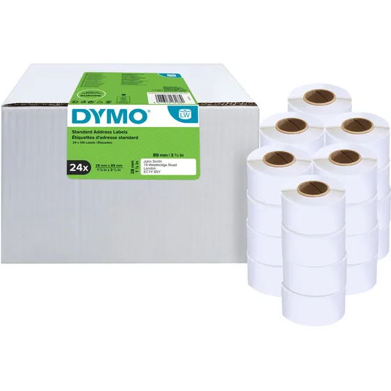 Dymo Etiket Dymo LabelWriter adressering 28x89mm 24 rollen á 130 stuks wit