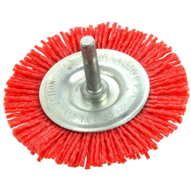 geko Nylon filament borstel - 75 mm - 6 mm as - niet vonkend - voor boormachines Rood