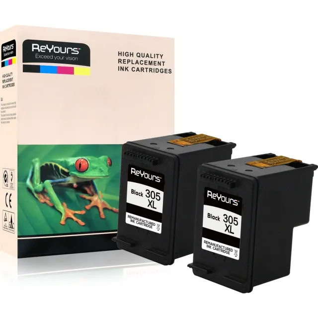 Reyours huismerk Inktcartridge voor HP305 / HP305XL 305XL Zwart x 2 stuks