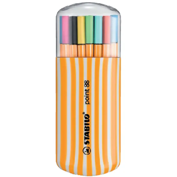 Stabilo Fineliner STABILO point 88/20 fijn assorti zebra-etui à 20 stuks