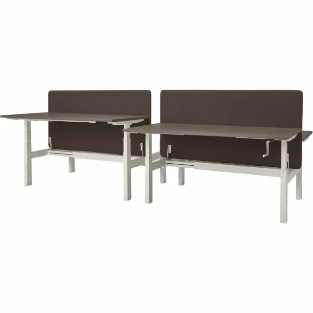 ABC Kantoormeubelen Duo bench slinger verstelbaar zit/zit bureau Teez breed 180CM diep 80CM bladkleur Halifax Eiken framekleur Zwart (RAL9005) Zwart (RAL9005)/Halifax Eiken