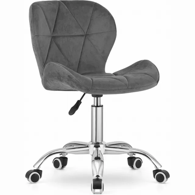 LEOBERT Bureaustoel AVOLA DORY-21 Donkergrijs, Velvet Zitting, Ergonomisch en Verstelbare Zithoogte, 5-Poot Chrome Basis, Geschikt voor Thuis en Kantoor, Max. 110 kg