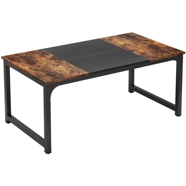 Questyr Modern computerbureau - Groot bureau - Computertafel - Studie / Schrijfbureau - Werkstation voor thuiskantoor zwart / donker bruin