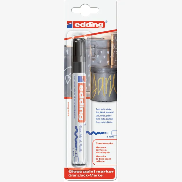 Edding Paintmarker edding 750 op oliebasis 2-4mm zwart blister à 1 stuk