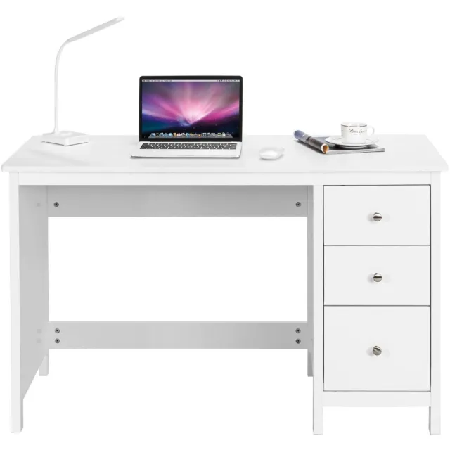 GranMaison Bureau - Bureau met Lades - Wit - 108 x 48 x 76 cm (B x D x H) - Houten Kantoormeubel - Bureau Wit met Lade Wit + Goud