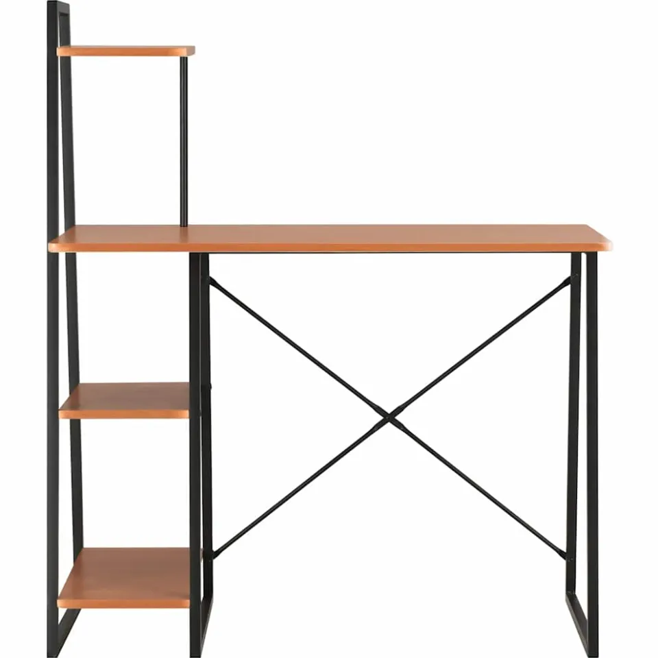 vidaXL Bureau met schappen 102x50x117 cm zwart en bruin