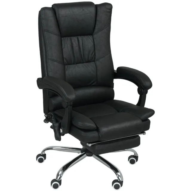 Clruro Massage Bureaustoel - 64x70x118 cm - Voetensteun - Zwart