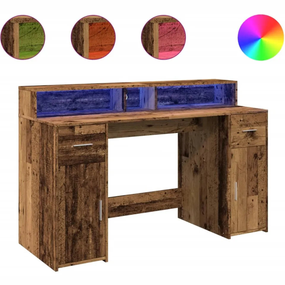 vidaXL Desk Oud hout 140 x 55 x 91 cm Engineered wood Bruin