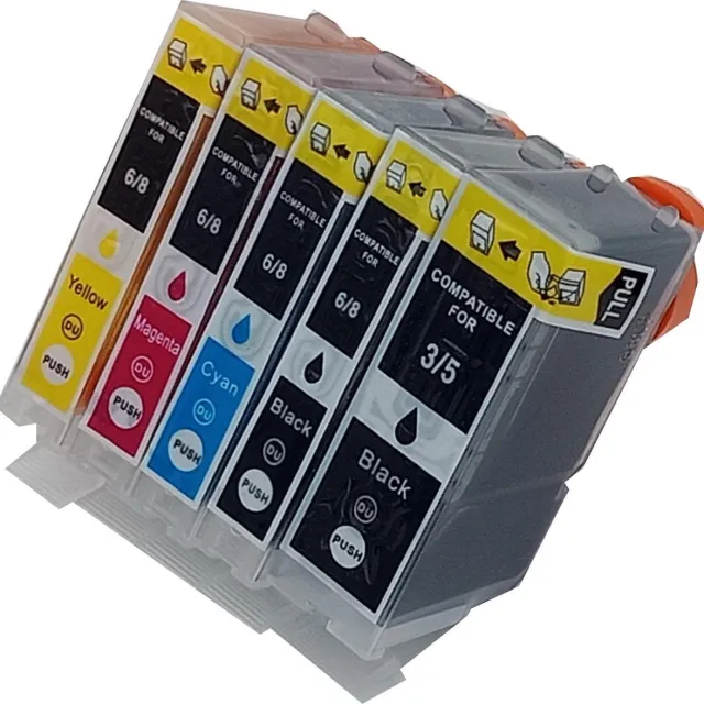 KATRIZ huismerk inkt voor Canon 1X PGI5XLBK + 1X CLI8XLBK + 1X CLI8XL Cyaan + 1X CLI8XL Magenta + 1X CLI8XL Geel (5stuks) - Met chip Zwart, foto zwart, cyaan, magenta, geel