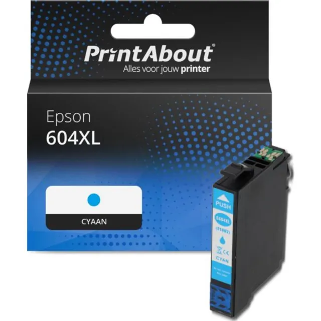 PrintAbout huismerk Inktcartridge 604XL (C13T10H24010) Cyaan Hoge capaciteit geschikt voor Epson