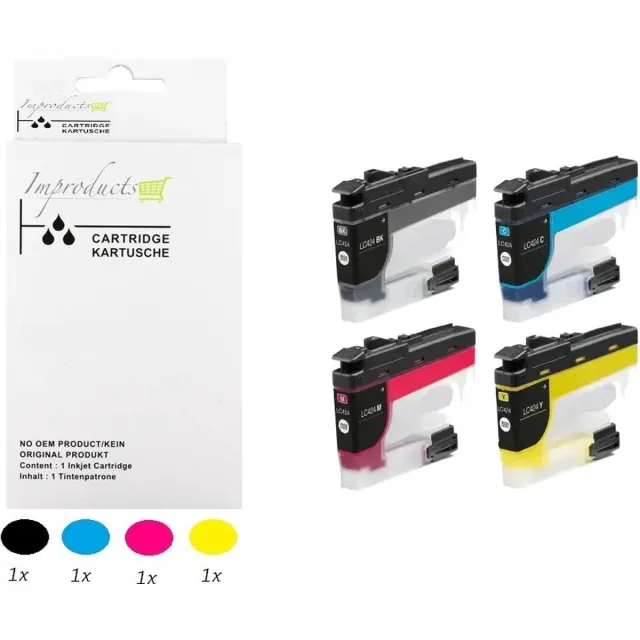 Improducts Inkt cartridges - Alternatief Brother LC-424XL LC 424 bk/c/m/y multipack inktcartridges o.a. DCP-J1200W lc-424val Multicolor - Zwart, Cyaan, Magenta, Geel