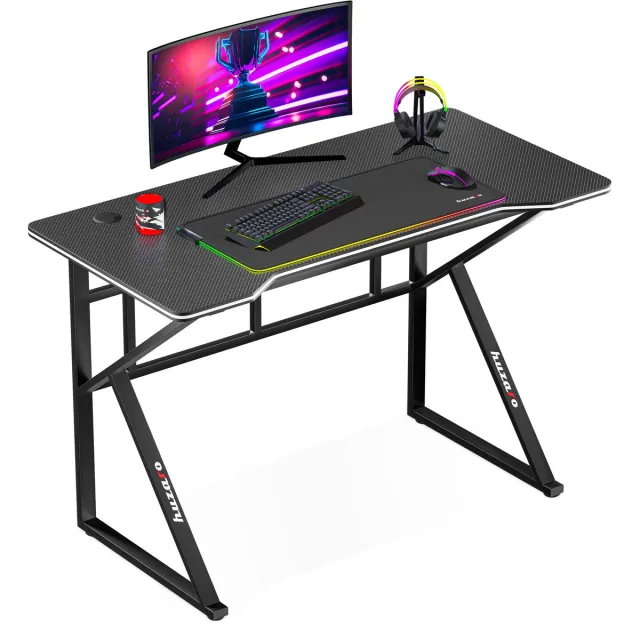 Huzaro Hero 1.6 Gaming Bureau - Compact Computerafmetingen Bureau 120x60 cm - Met Kabelalder - Zwart