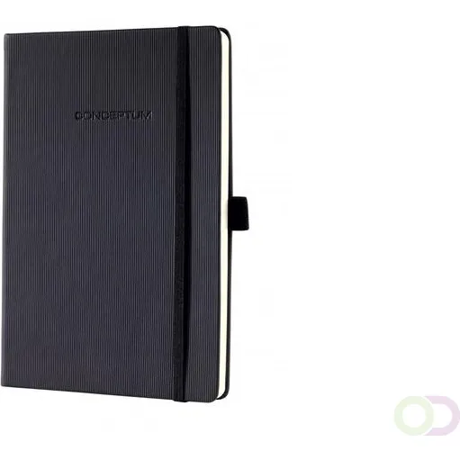 Sigel Notitieboek Conceptum Pure A5 zwart blanco hardcover. Genummerde pagina's, inhoudsopgave, sluiting d.m.v.