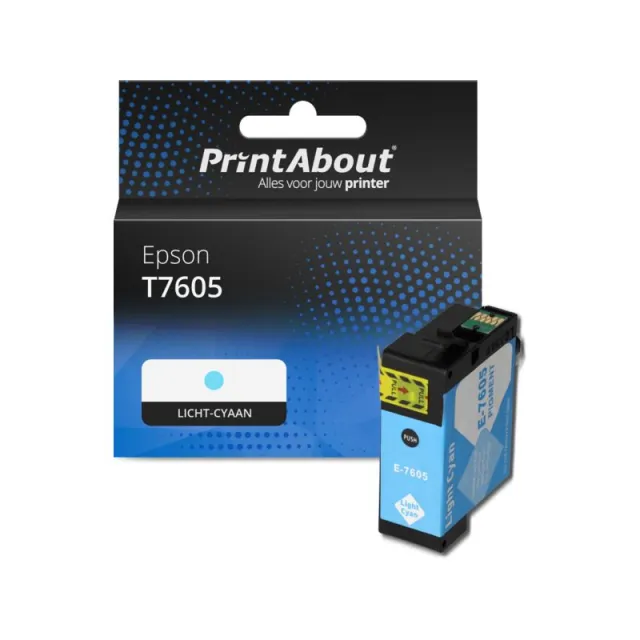 PrintAbout huismerk Inktcartridge T7605 Licht-cyaan Geschikt voor Epson