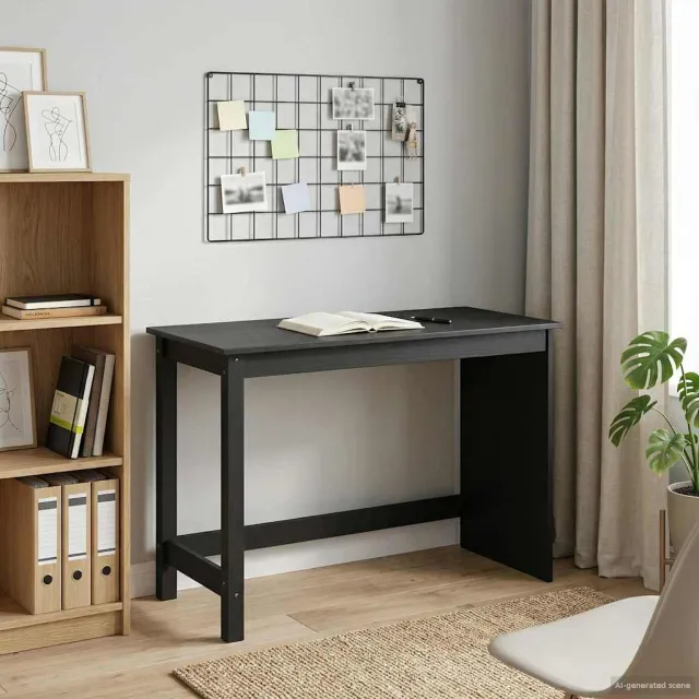vidaXL Bureau MOSS Zwart 112 x 50 x 75 cm Massief Vurenhout, foto 2