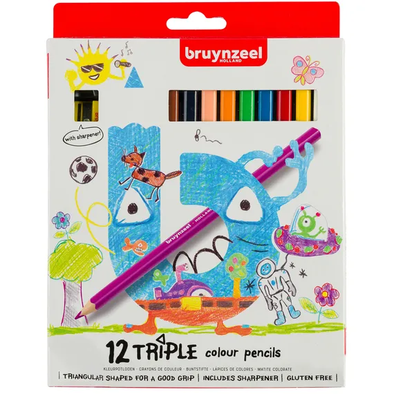 Bruynzeel Kleurpotloden Bruynzeel Kids Triple assorti 12 stuks