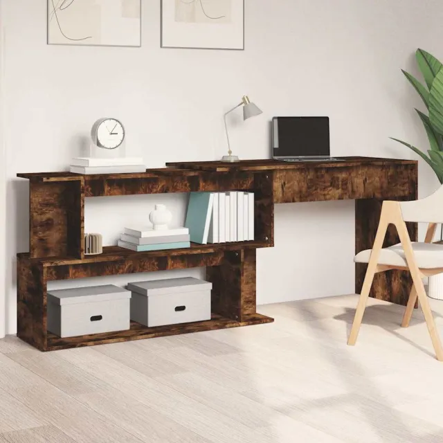vidaXL Hoekbureau 200x50x76 cm bewerkt hout gerookt eikenkleur, foto 2