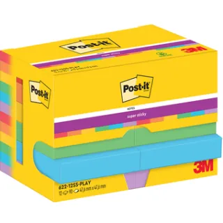 Post-It Memoblok Post-it 622 Super Sticky 47,6x47,6mm Playful 12 stuks
