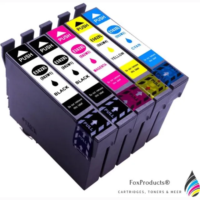 FoxProducts huismerk 502XL, Epson 502 multipack van 5 kleuren geschikt voor Epson XP-5100 , XP-5105, Epson WorkForce WF-2860 DWF , WF-2865 DWFExpression Home XP-5105 XP-5100 Workforce WF-2860DWF WF-2865DWF XP5105 WF-2860 Zwart, Cyan, Magenta, Yellow
