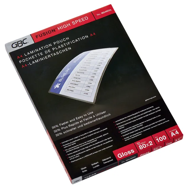 GBC Lamineerhoes GBC A4 highspeed 2x80micron 100 stuks