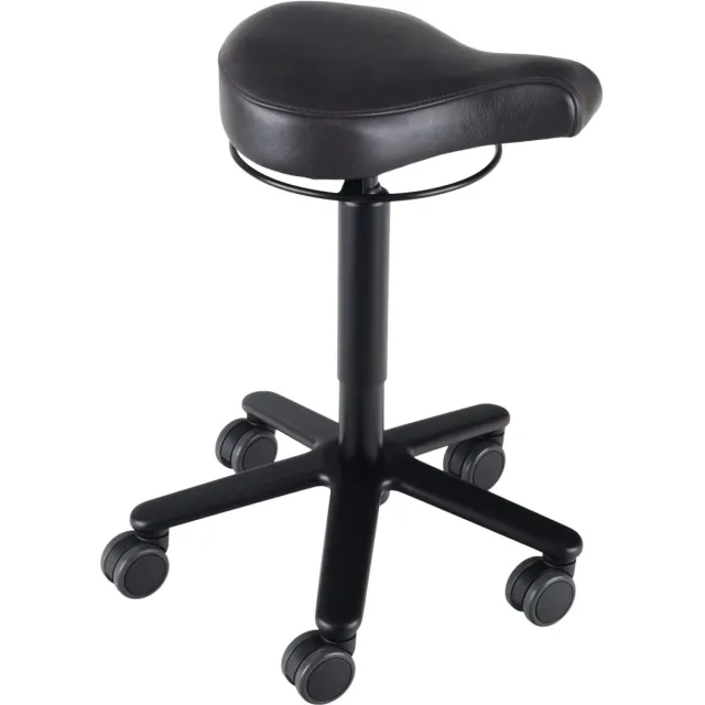 Wesjon Biker zadelkruk leer Black- zwarte gaslift en kruispoot - leder bekleding – kleur Black