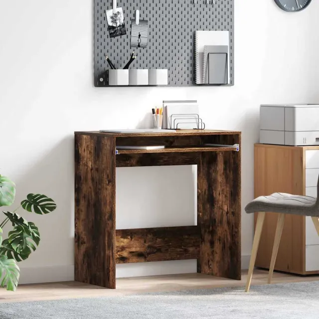 vidaXL Bureau Gerookt eiken 77,5 x 43 x 79 cm Bewerkt hout, foto 2