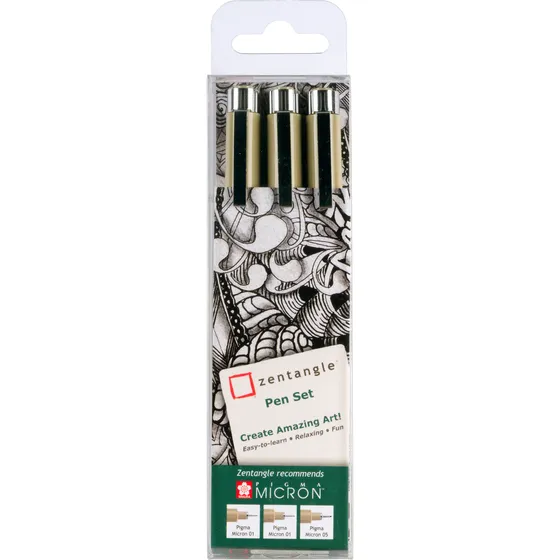Sakura Tekenset Sakura Zentangle set à 3 pennen zwart
