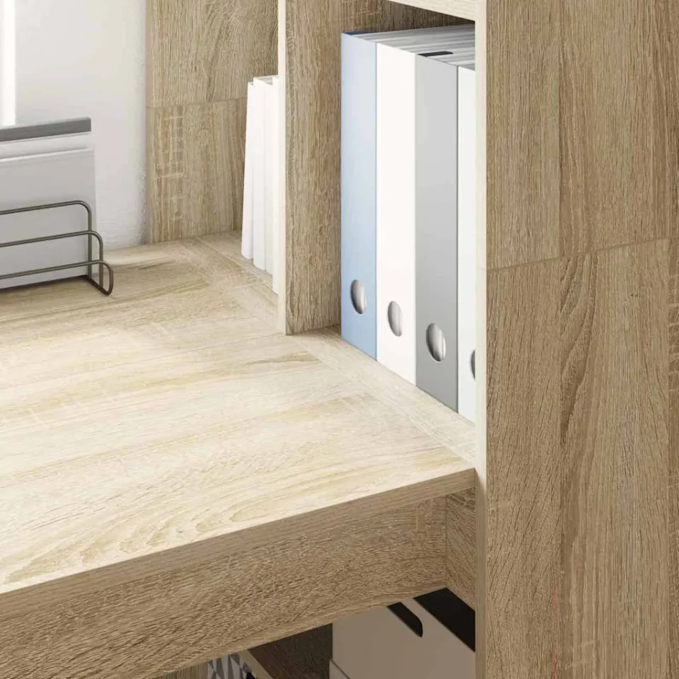 vidaXL Bureau Sonoma Eiken 122 x 67 x 145 cm Bewerkt hout, foto 3