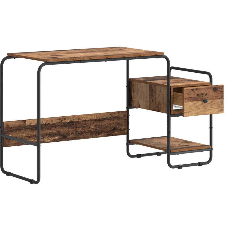vidaXL Bureau met opbergruimte Oud hout 131,5 x 50 x 75,5 cm Bruin