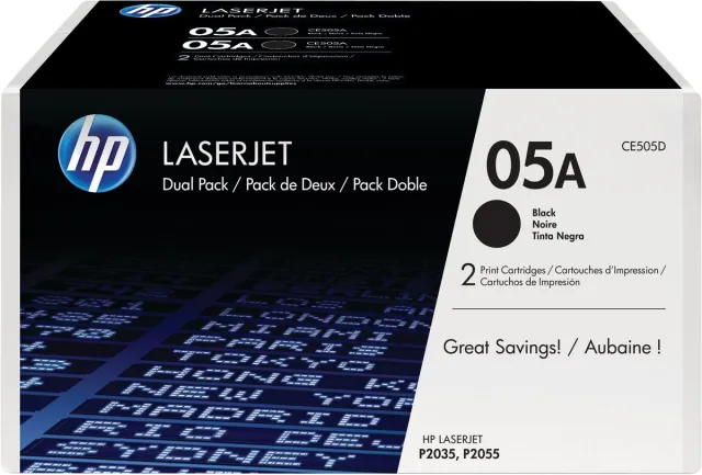 HP 05A (CE505D) - Originele Laserjet Tonercartridge - Zwart - 2 Pack