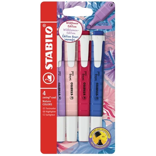 Stabilo Markeerstift STABILO Swing cool Wildflower assorti 4 stuks