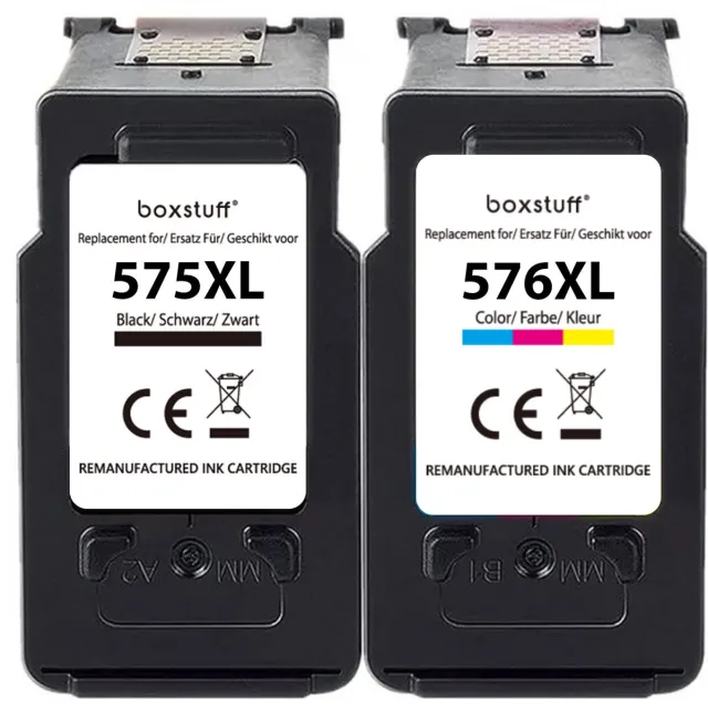 Boxstuff Inkt geschikt voor Canon PG-575 XL + CL-576 XL - Inkt Cartridge 2-pack voor Canon Pixma TS3550 / TS3551 / TS3650 / TS3651 / TR4750 / TR4751 Printer - Pack Kleur en Zwart Multipack